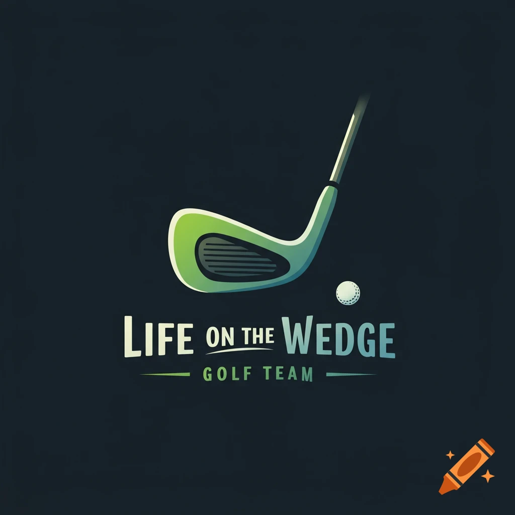 A green golf club and a ball next to the text 'Life on the Wedge Golf Team' on a dark background.