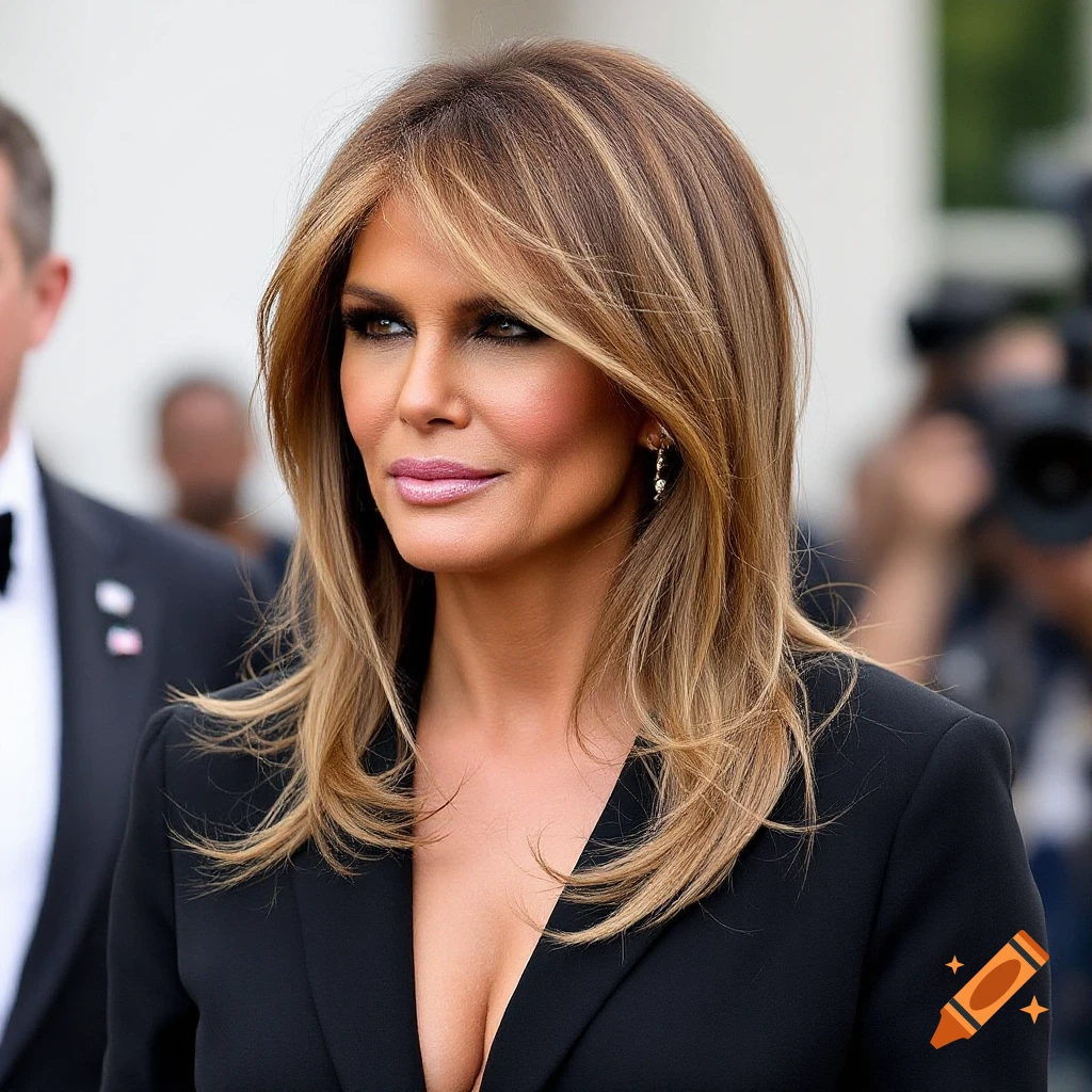 Close-up portrait of a woman with layered hair wearing a black blazer.