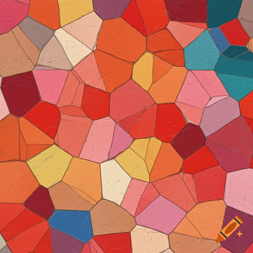 Abstract mosaic pattern with colorful polygonal shapes.