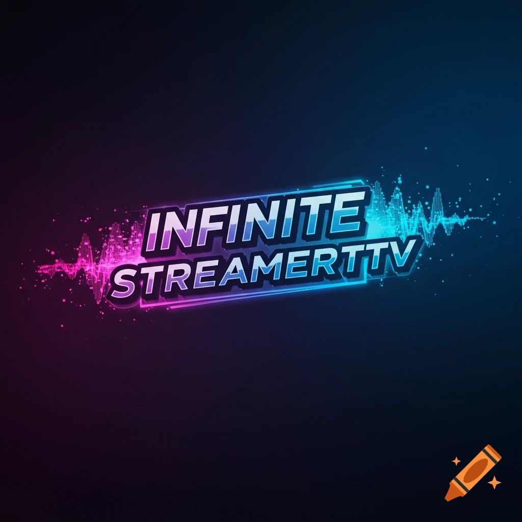 Gaming logo with 'INFINITE STREAMERTTv' text in a gradient of purple and blue with sound wave graphics.