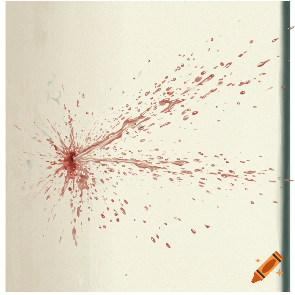 Red liquid splattering outwards on a light background.