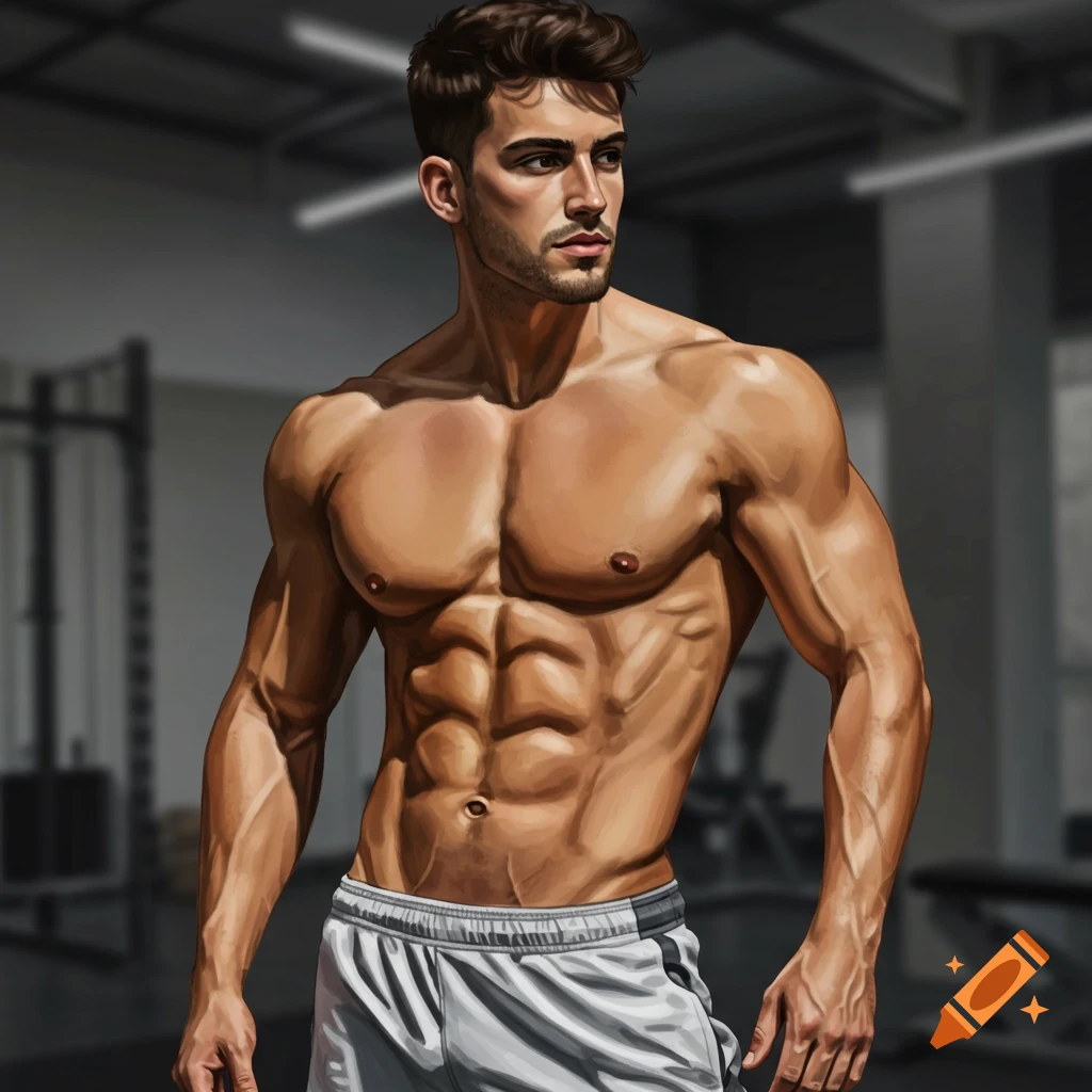 A muscular man in a gym