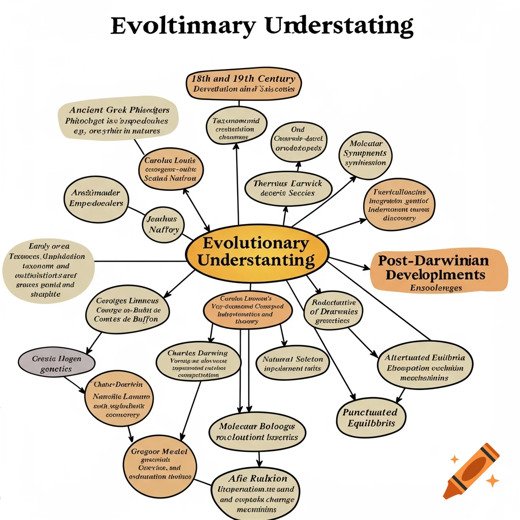 Mind map about the development of our understanding of evolution. on ...