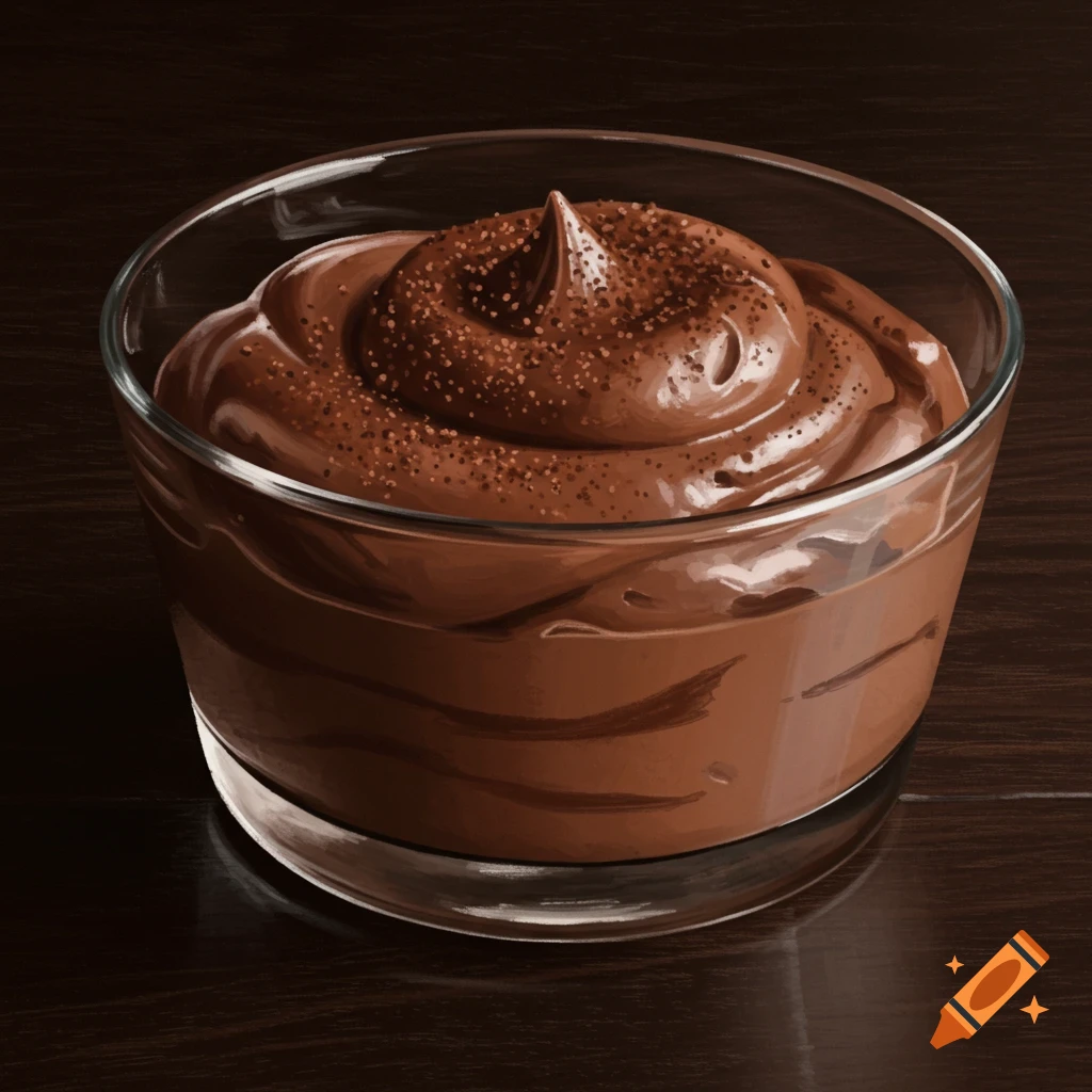 Chocolate mousse in a glass bowl
