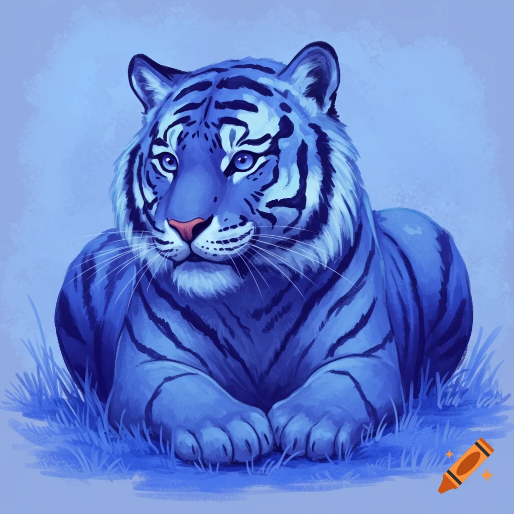 A blue tiger lying down.
