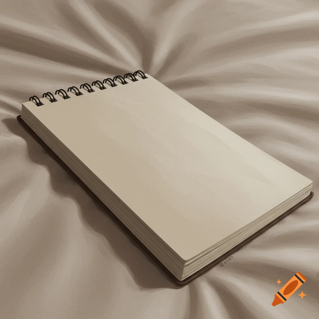 A spiral-bound notebook resting on a soft, rumpled surface.