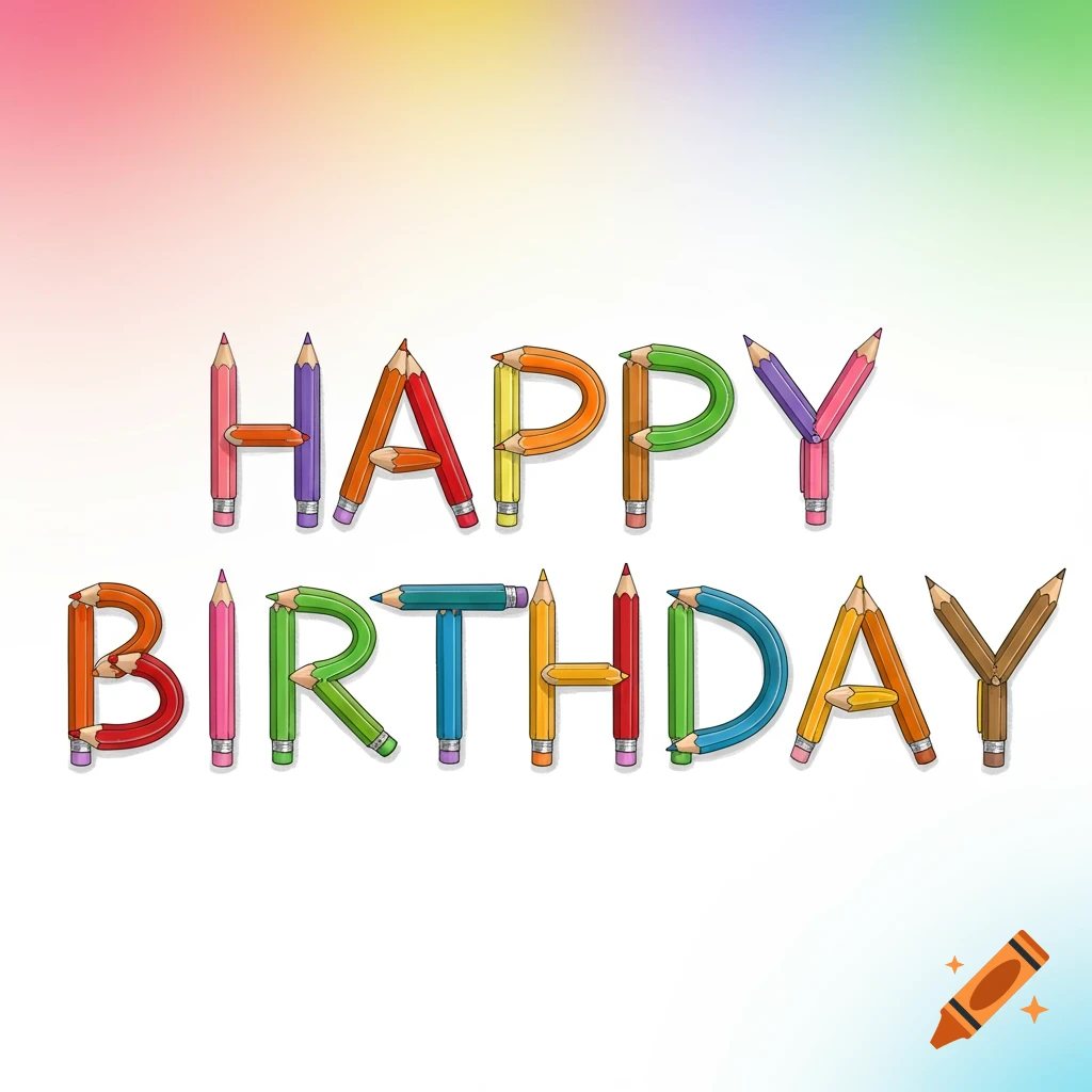 Colorful pencils spelling out HAPPY BIRTHDAY