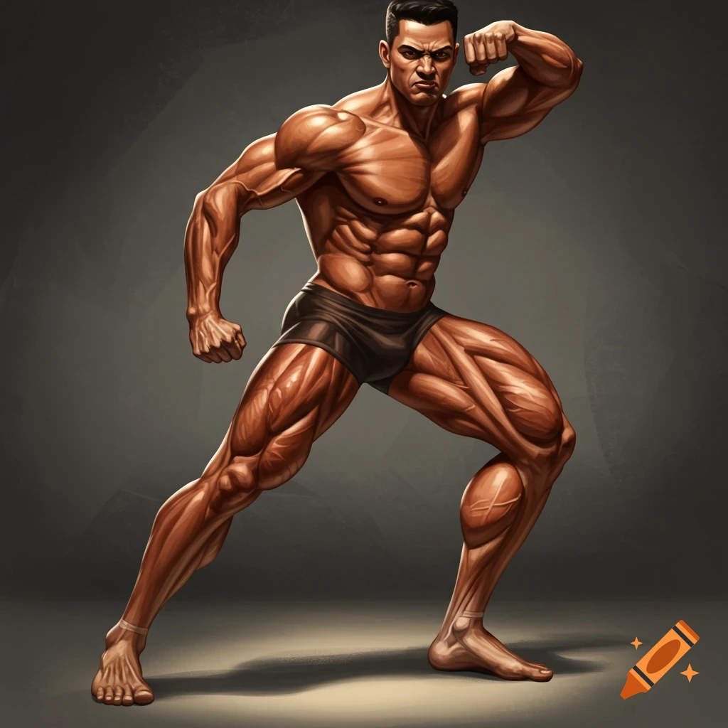 A very muscular man posing.