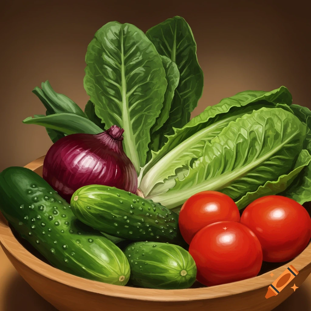 A still life of vegetables in a bowl