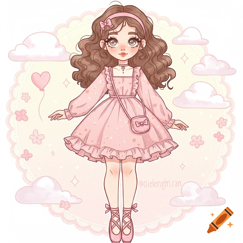 Cute anime girl with light brown hair in pink outfit on Craiyon