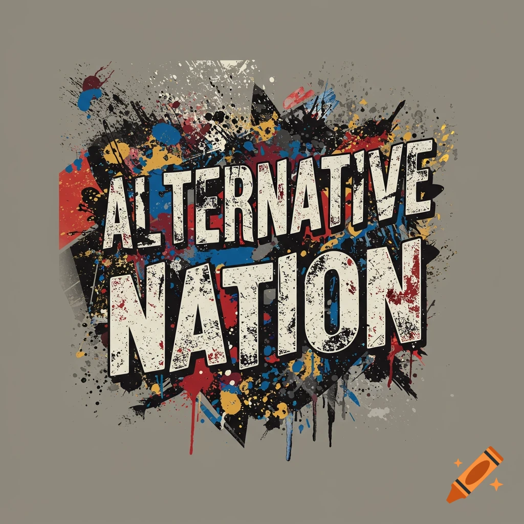 A grunge style logo with paint splatters and the text ALTERNATIVE NATION.