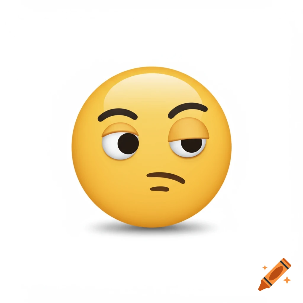 Yellow emoji face with a side eye glance