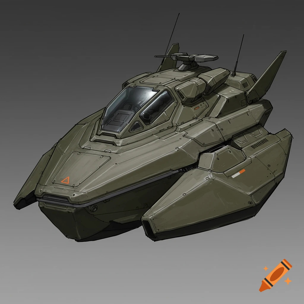Futuristic military vehicle concept on a gray background