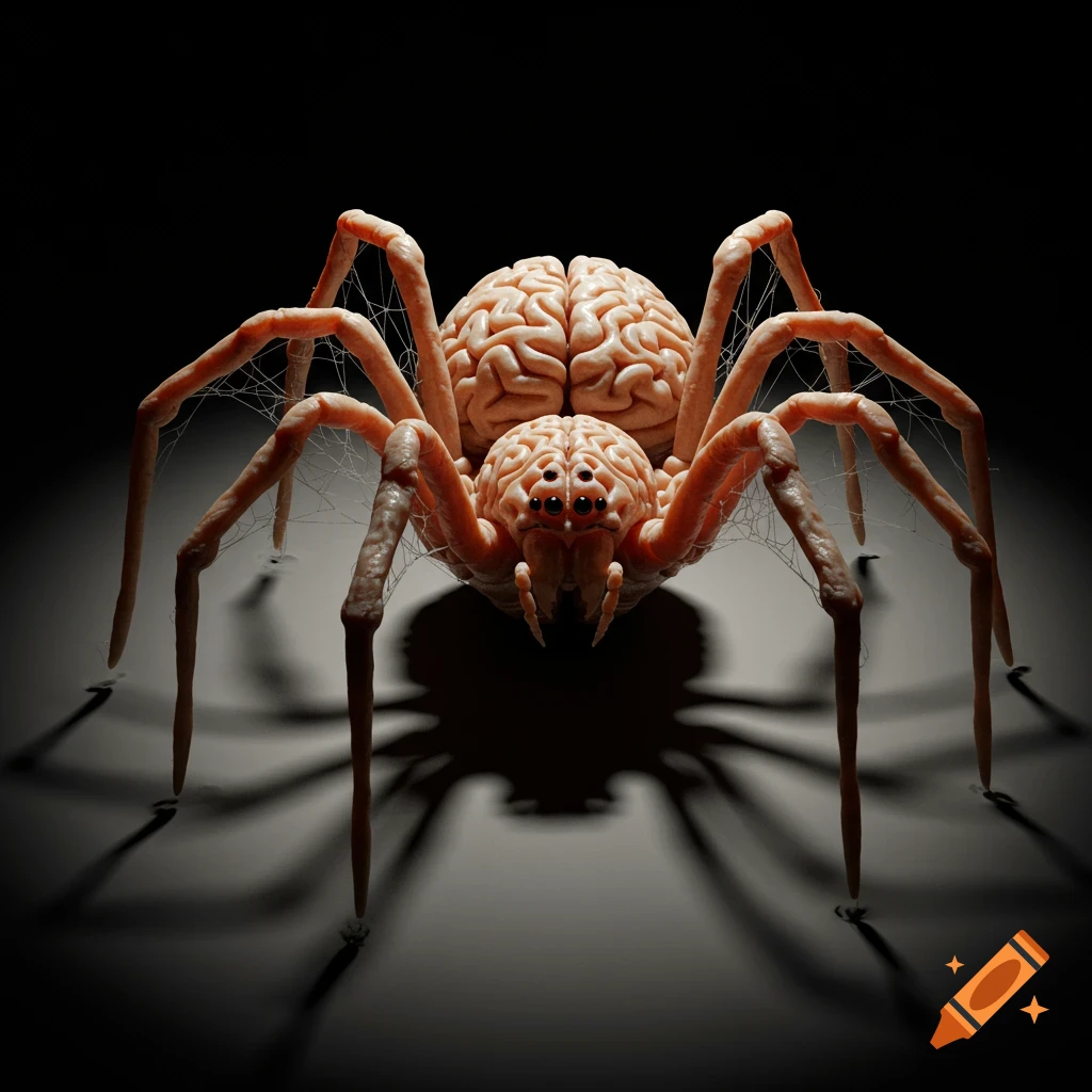 A spider-like creature made entirely of human brains.