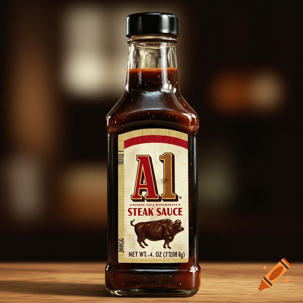 A bottle of A1 Steak Sauce.