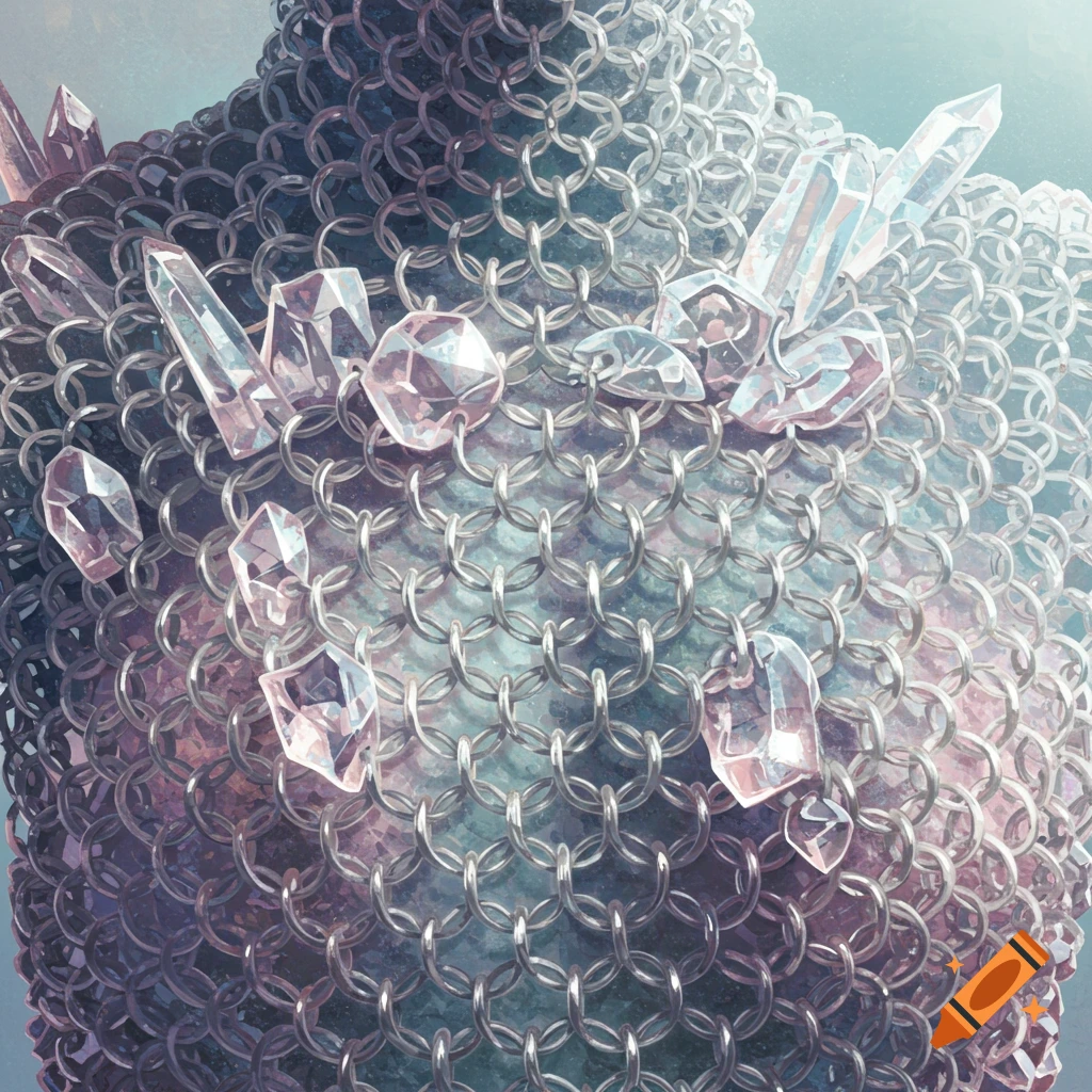 Chainmail armor covered in sparkling crystals