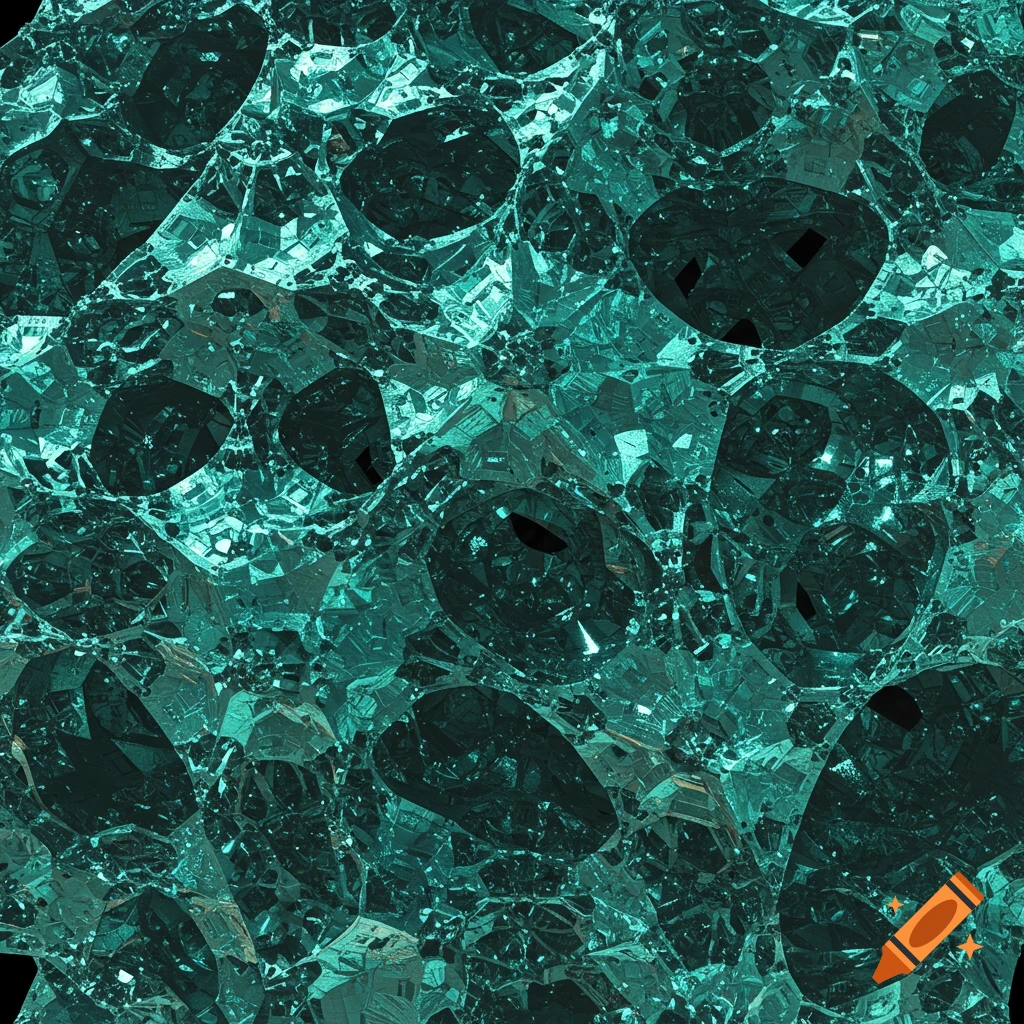 A close-up texture of metallic teal and black crystals.