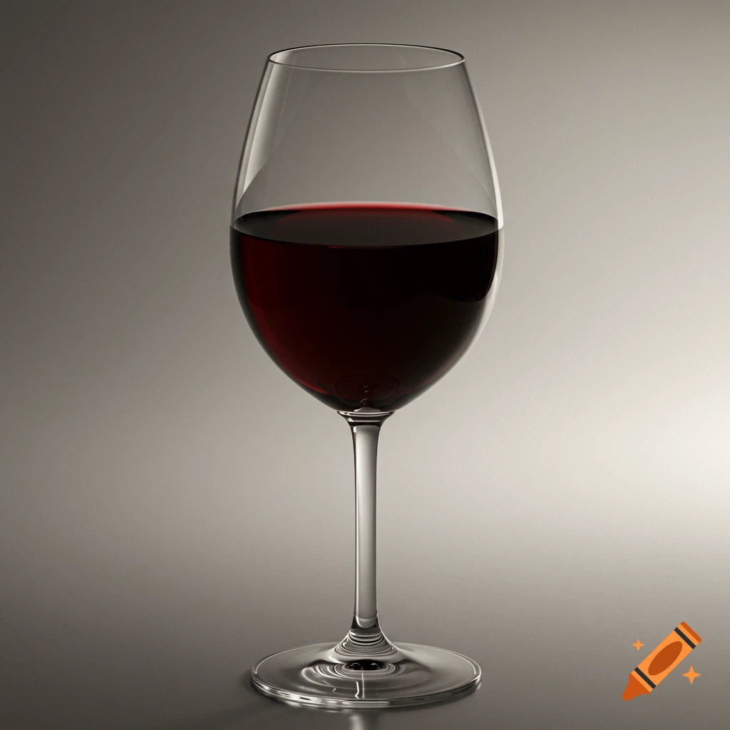 A full glass of red wine on a grey background