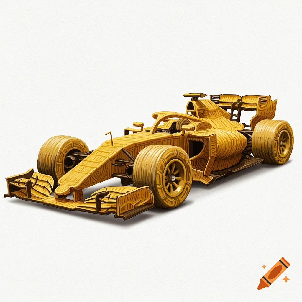 A Formula 1 car made of spaghetti.