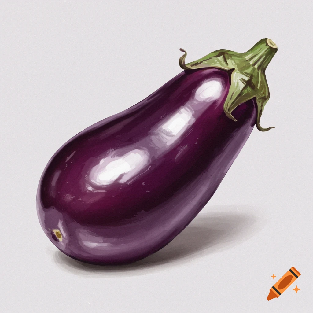 A single dark purple eggplant on a light background.