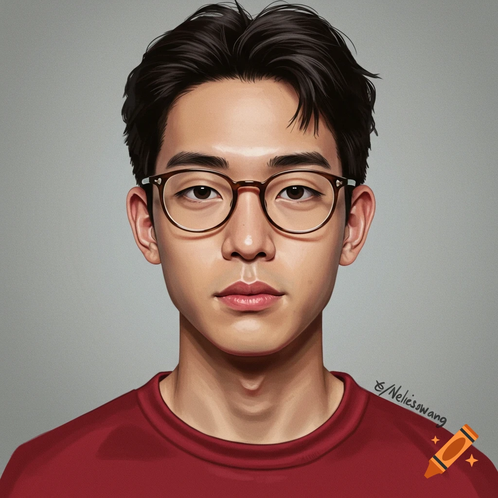 A man with glasses wearing a red shirt.