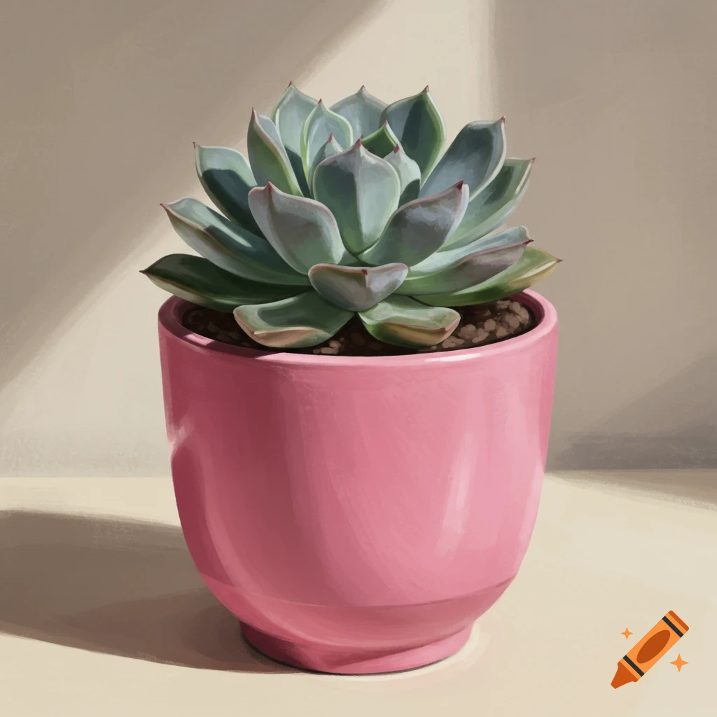 a succulent plant in a pink pot