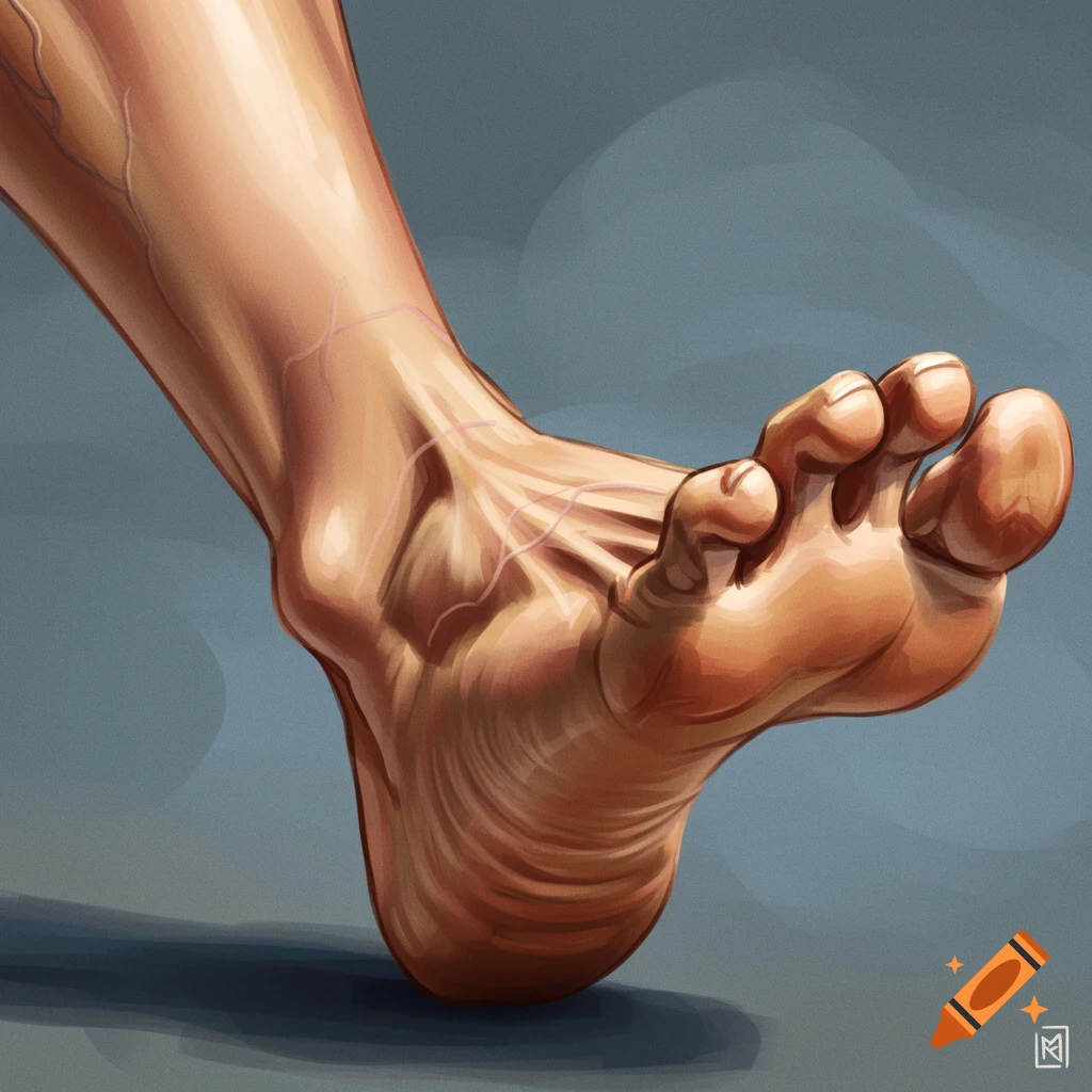 A detailed image of a human foot with visible veins and textures