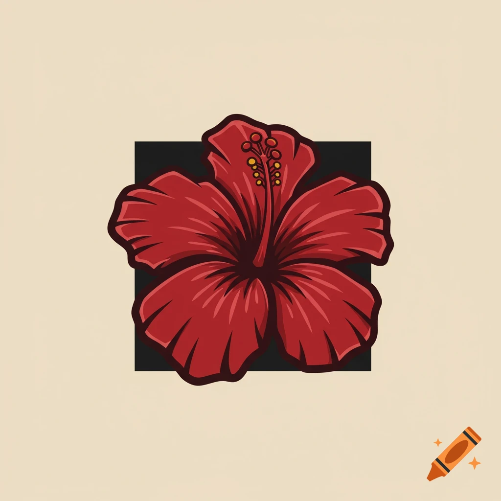 Red hibiscus flower illustration logo