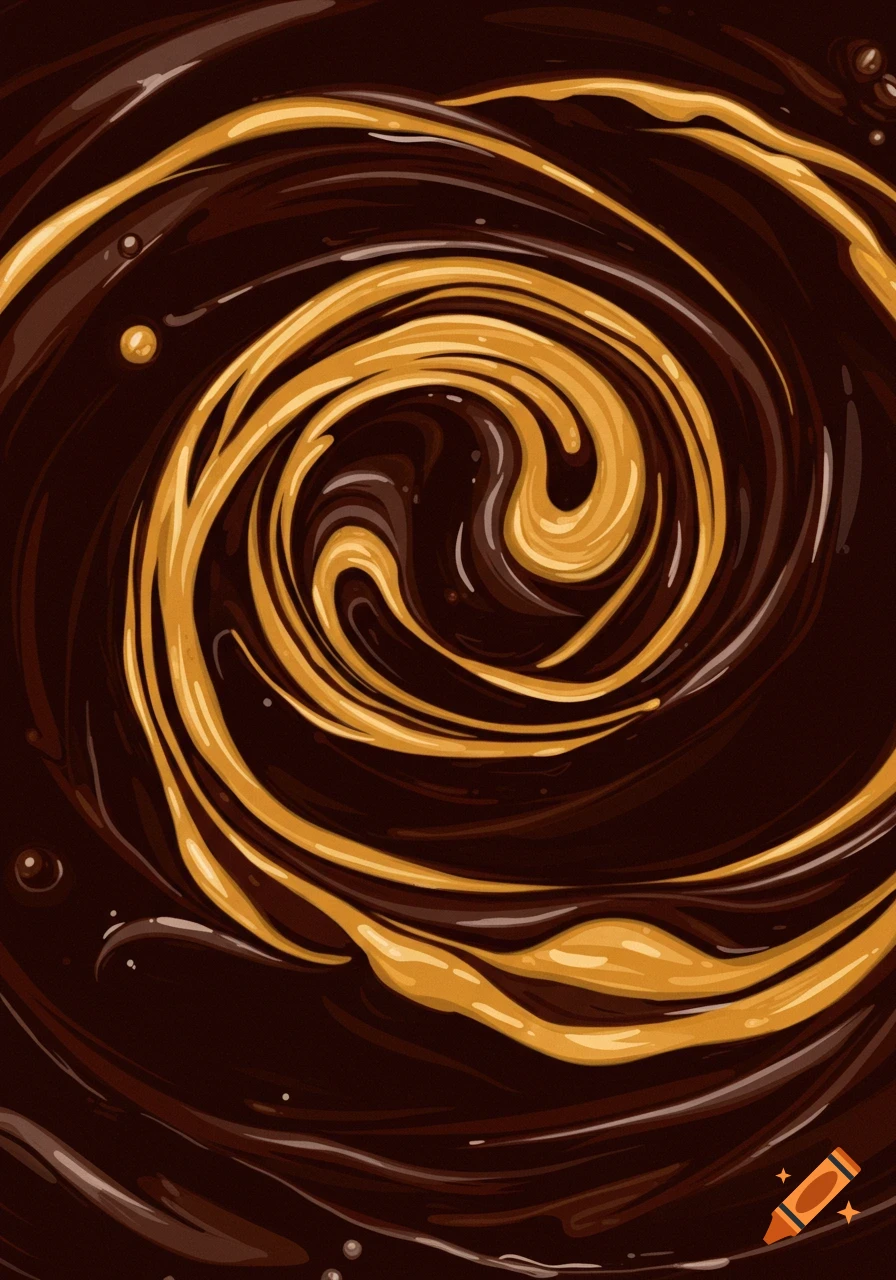 Swirling dark chocolate and peanut butter.