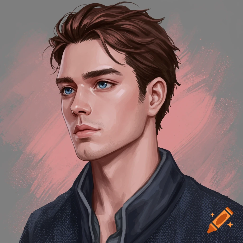 A man with blue eyes and brown hair.