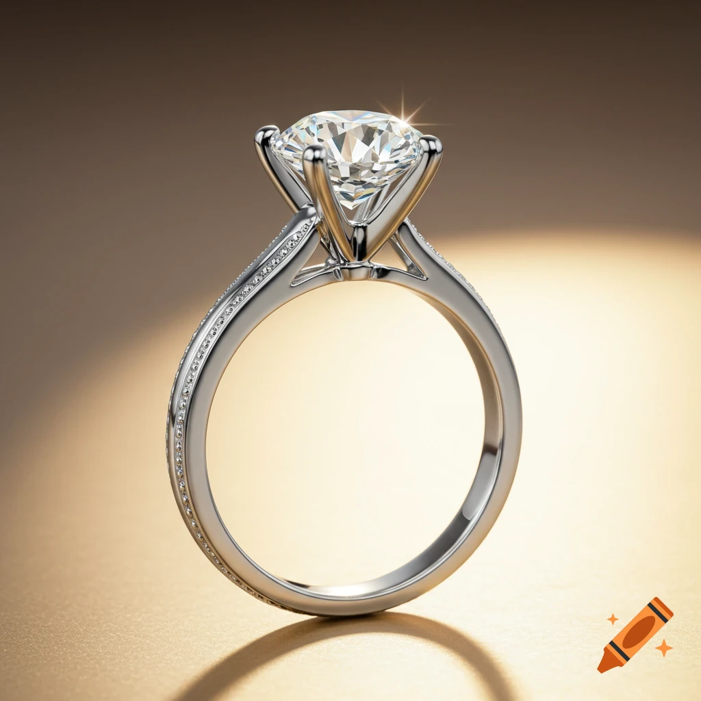 Close-up of a sparkling diamond engagement ring.