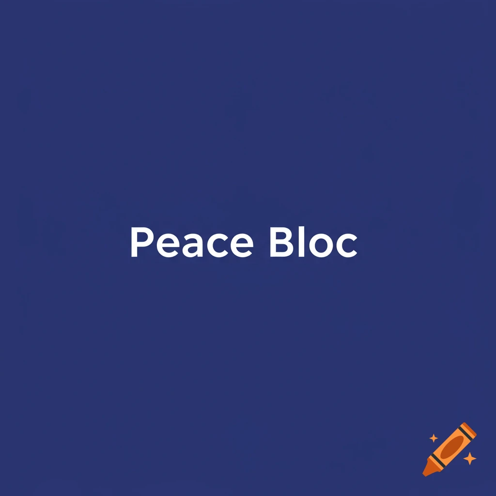 The text 'Peace Bloc' in white on a blue background.