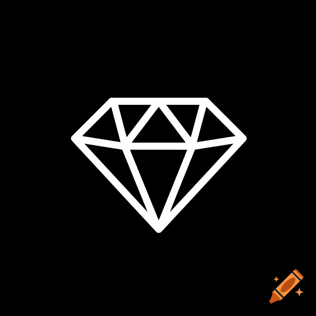 White outline of a diamond shape on a black background.