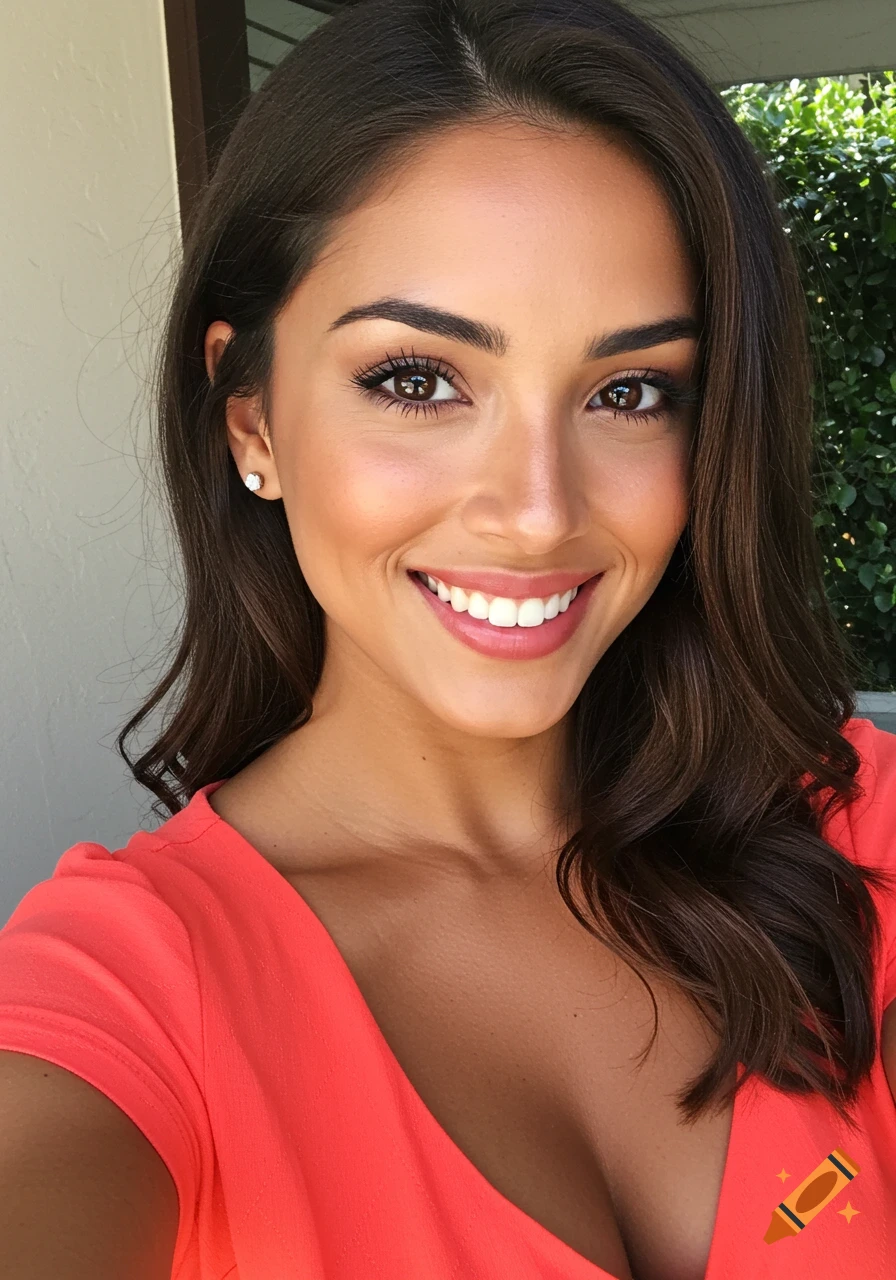 Close-up selfie of a smiling woman.