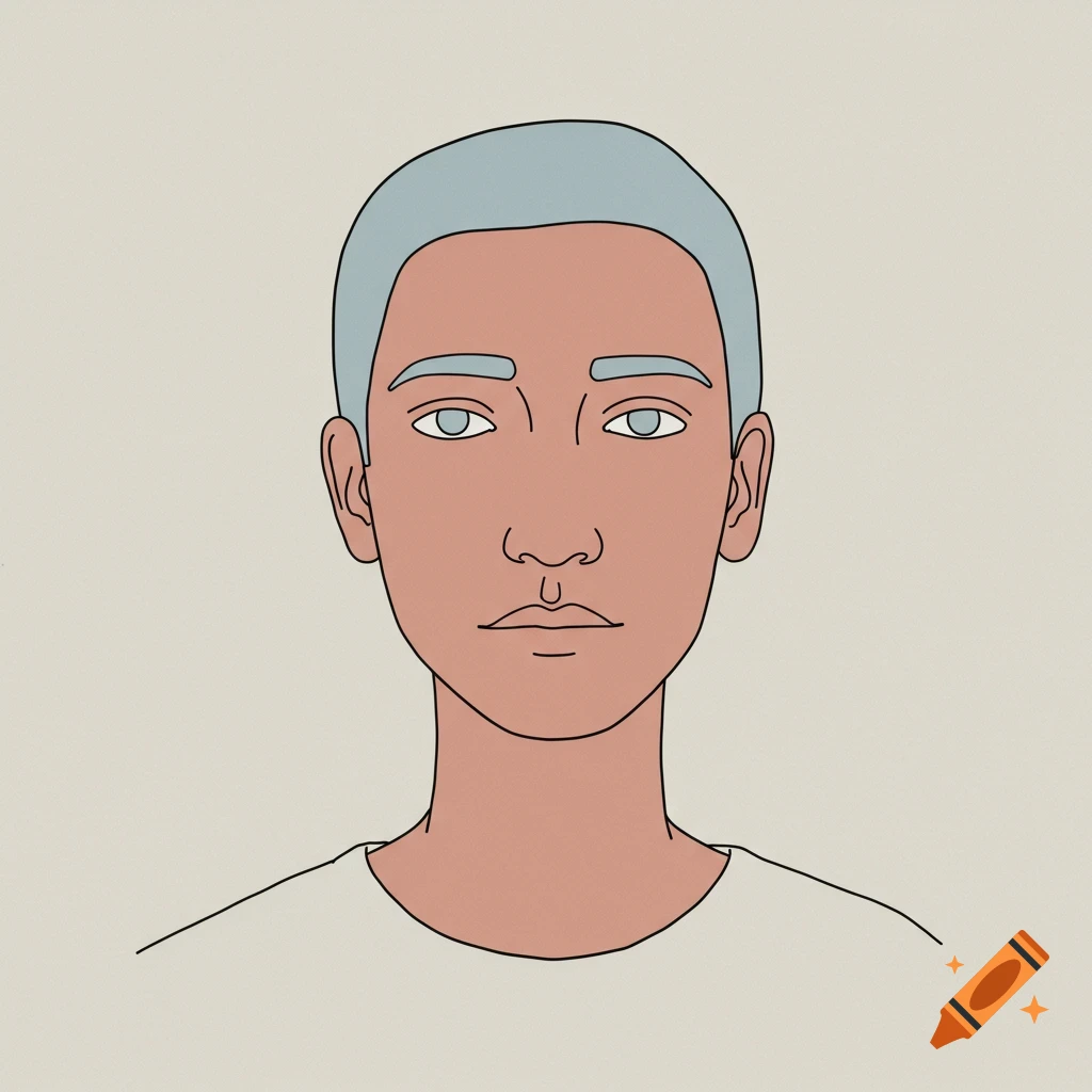 Simple illustration of a person's face and shoulders