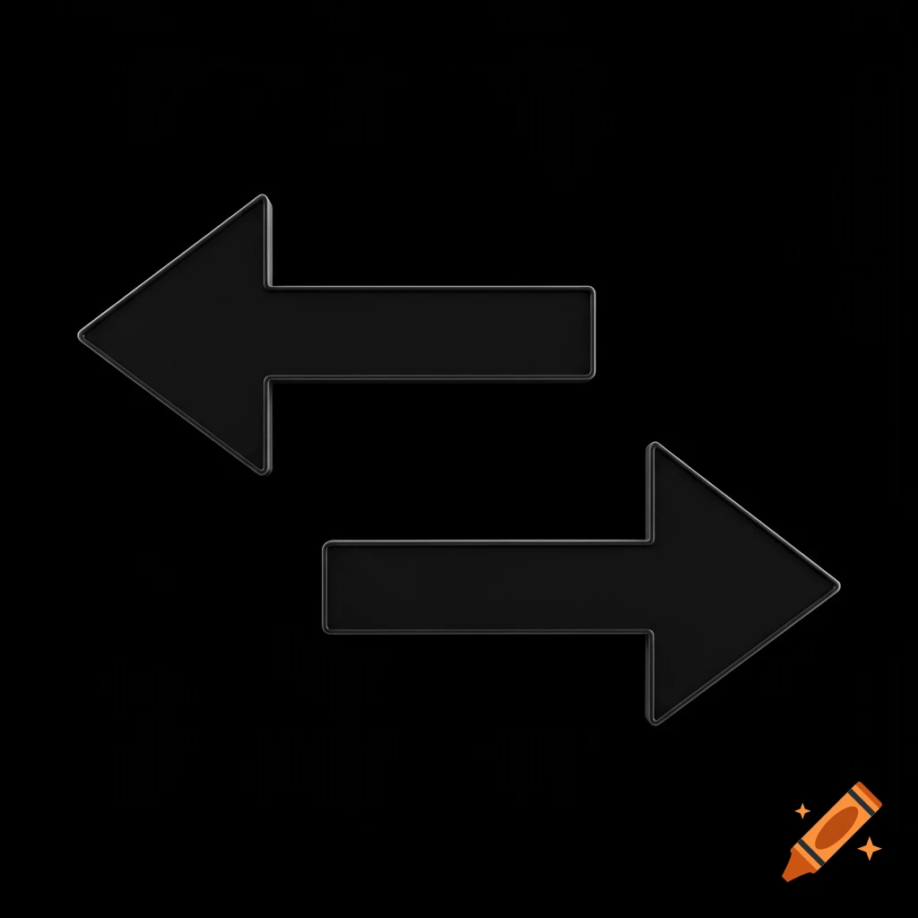 Two black arrows on a black background, one pointing left, one pointing right.