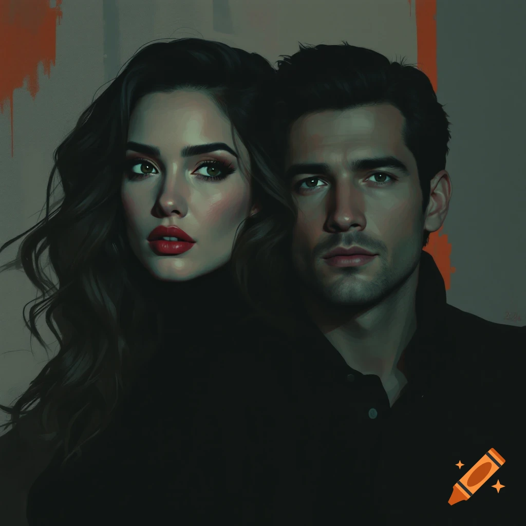 A portrait of a man and woman.