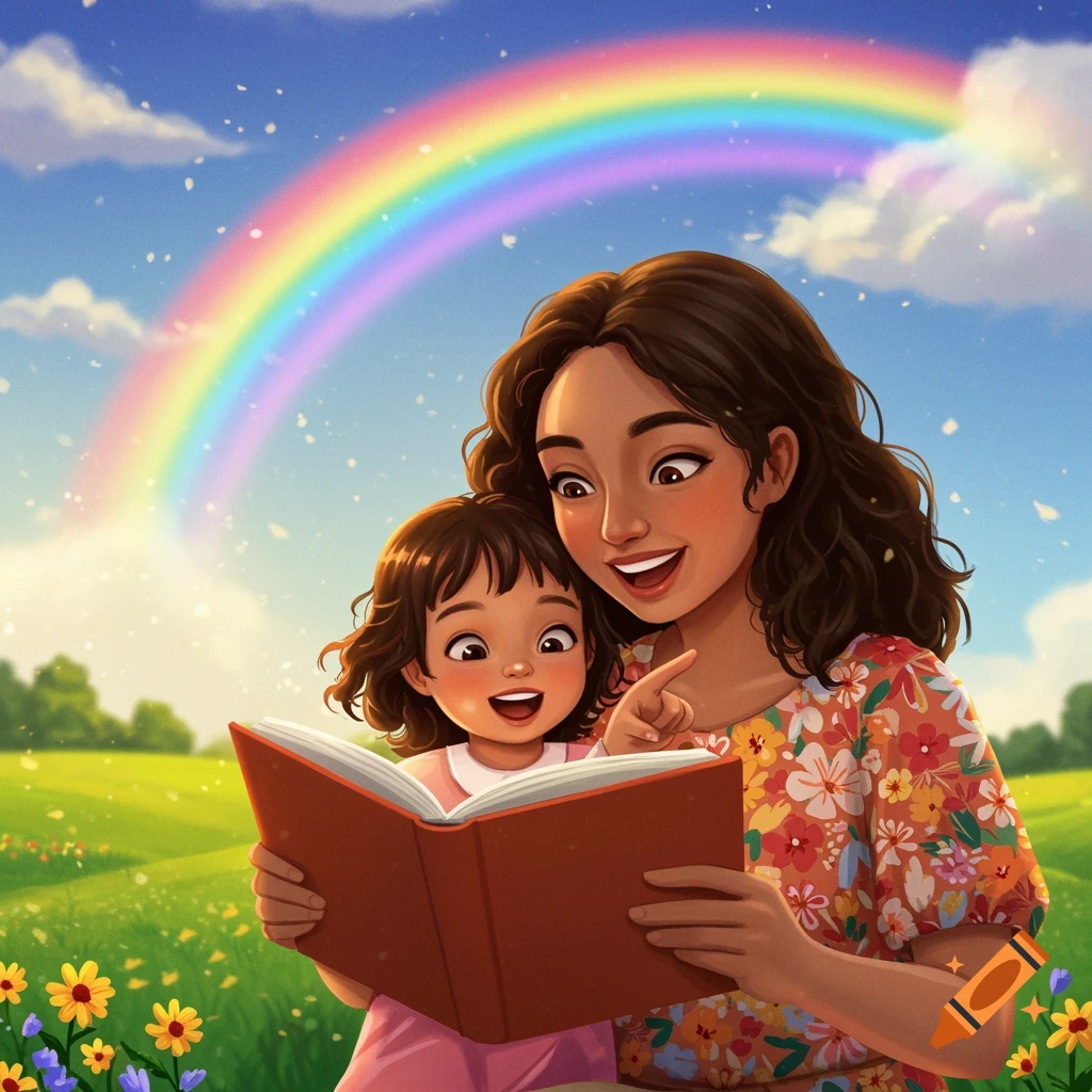 Mother's Day rainbow with reading on Craiyon