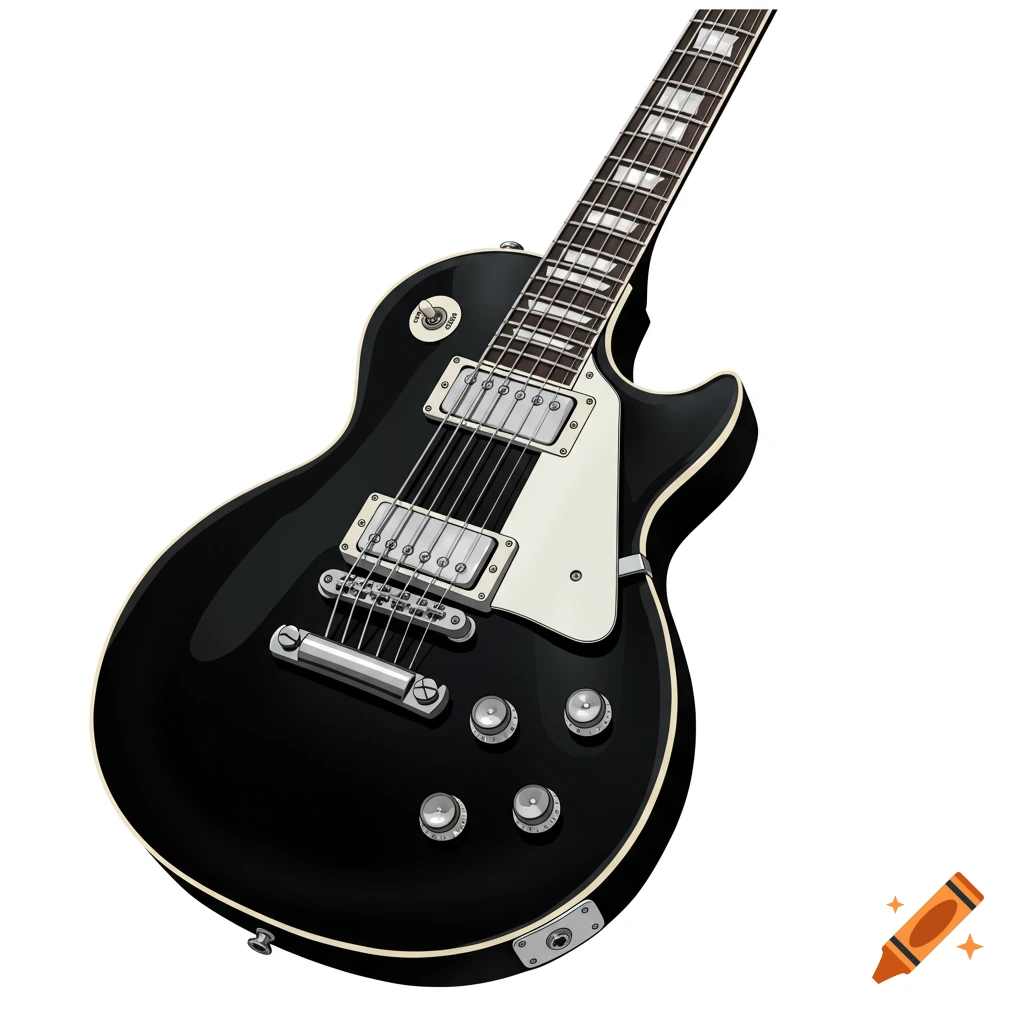 A black and white Les Paul style electric guitar.
