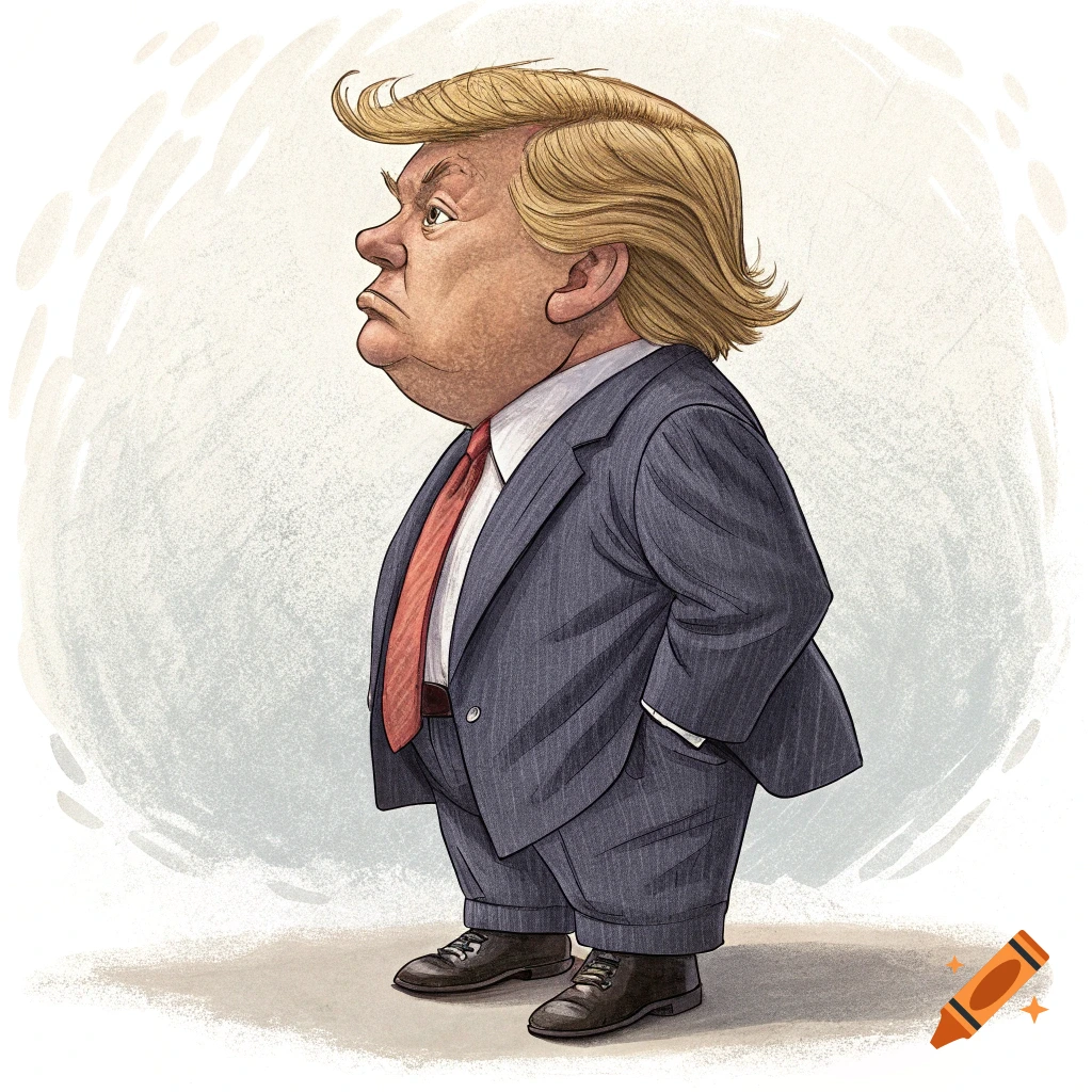 Caricature of Donald Trump in a suit