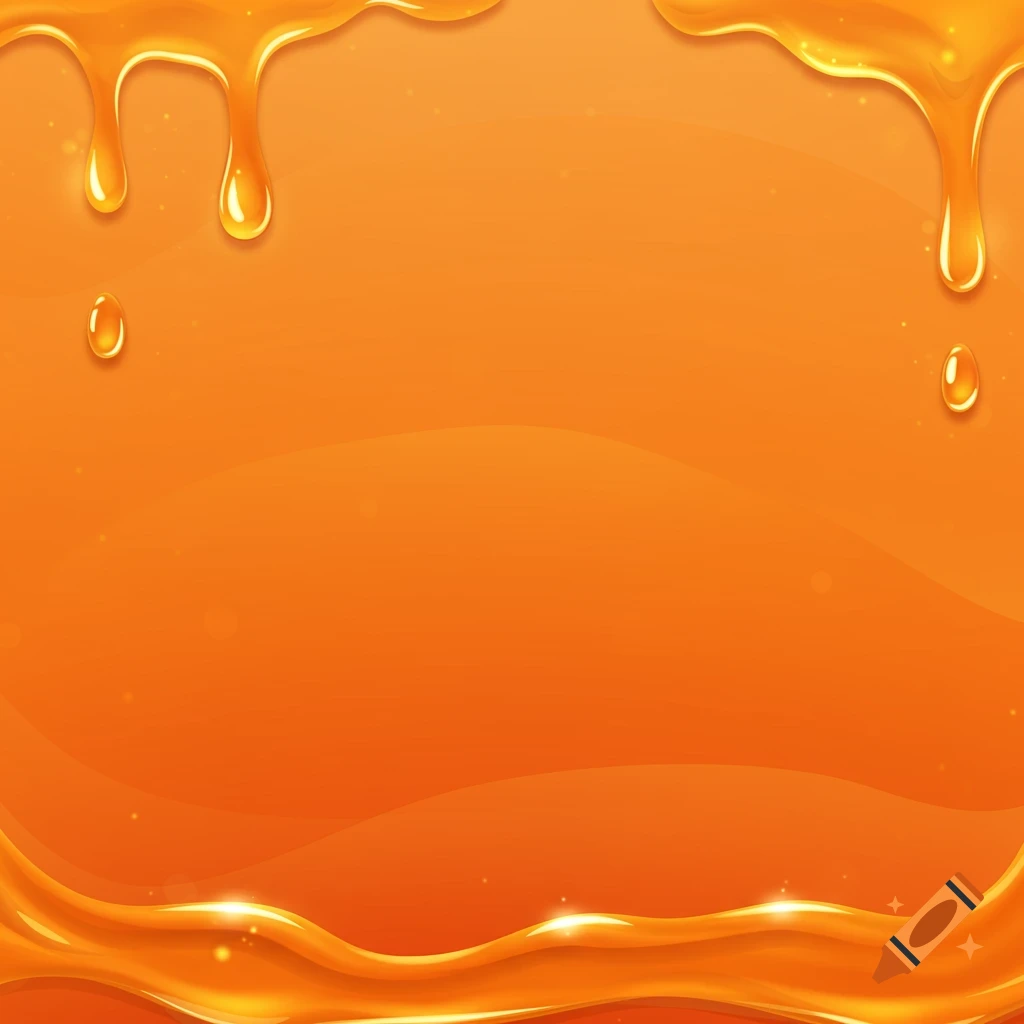 Illustration of dripping orange liquid like honey on an orange background.