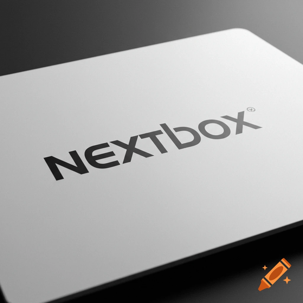 Close-up of the NEXTboX logo printed in black on a white surface.
