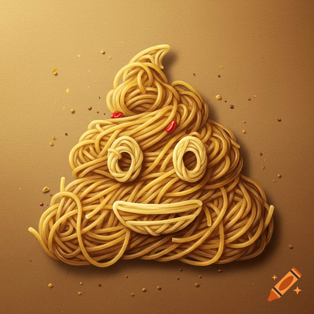 Poop emoji made of spaghetti
