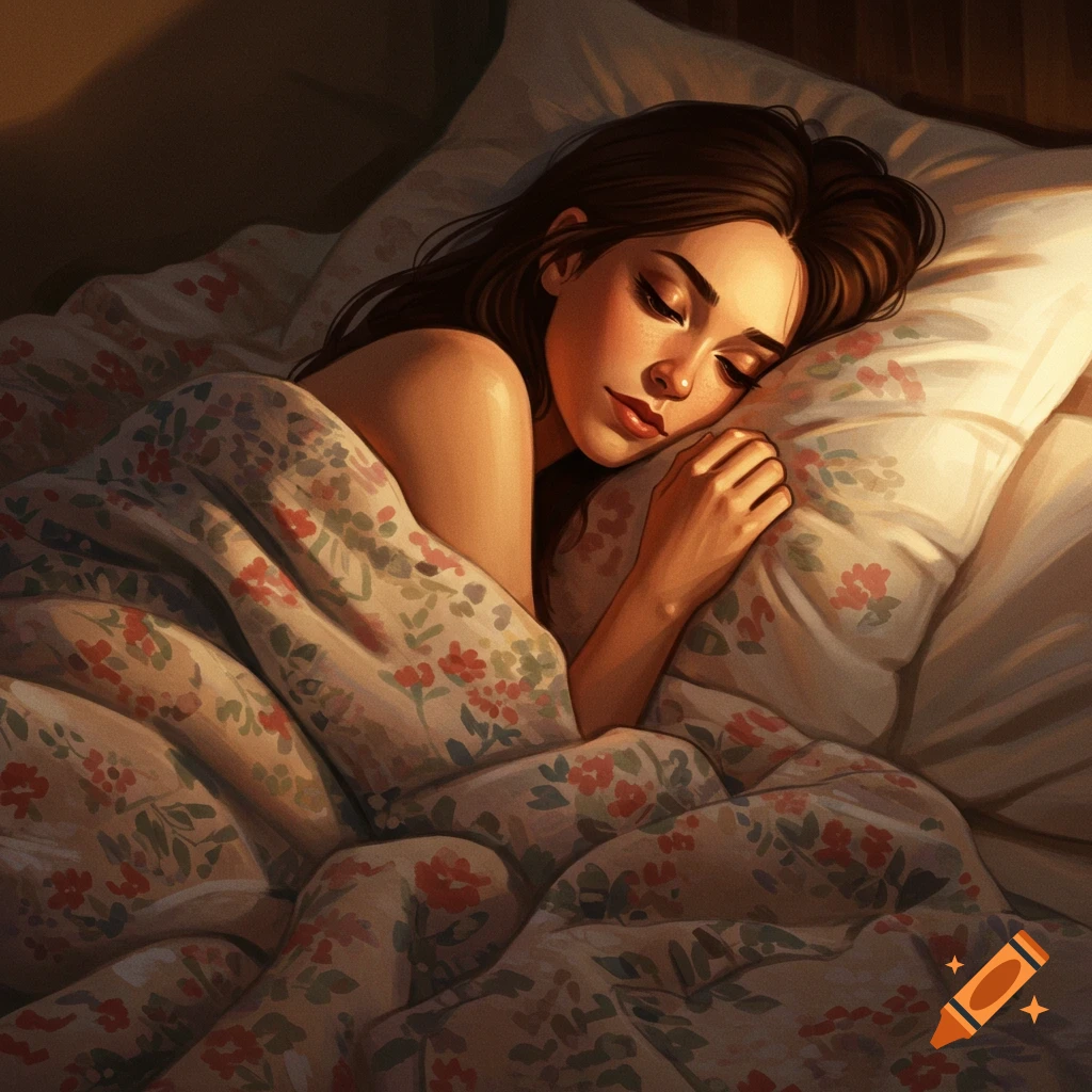 A woman sleeping peacefully in bed.