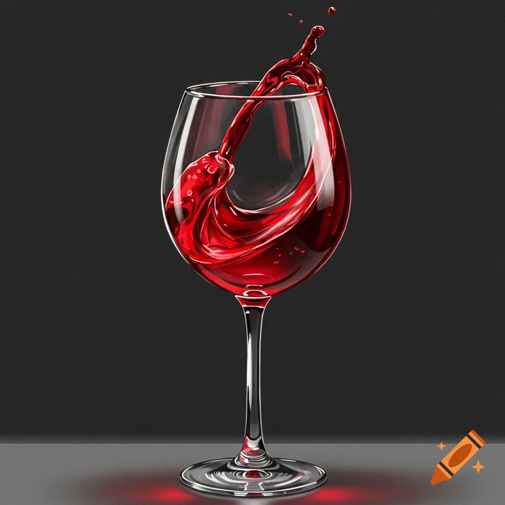 Red liquid splashing from a wine glass.