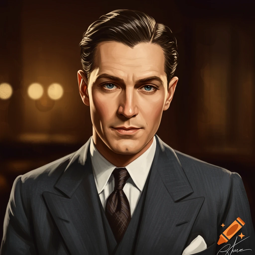 A handsome man in a 1930s suit.