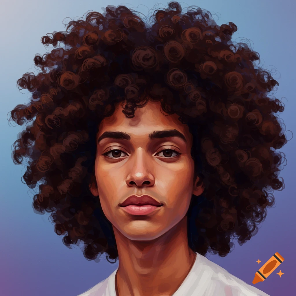 Headshot of a person with curly hair.