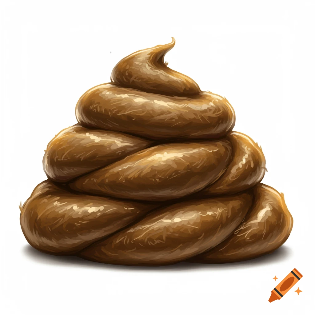 A detailed pile of brown poop on a white background.