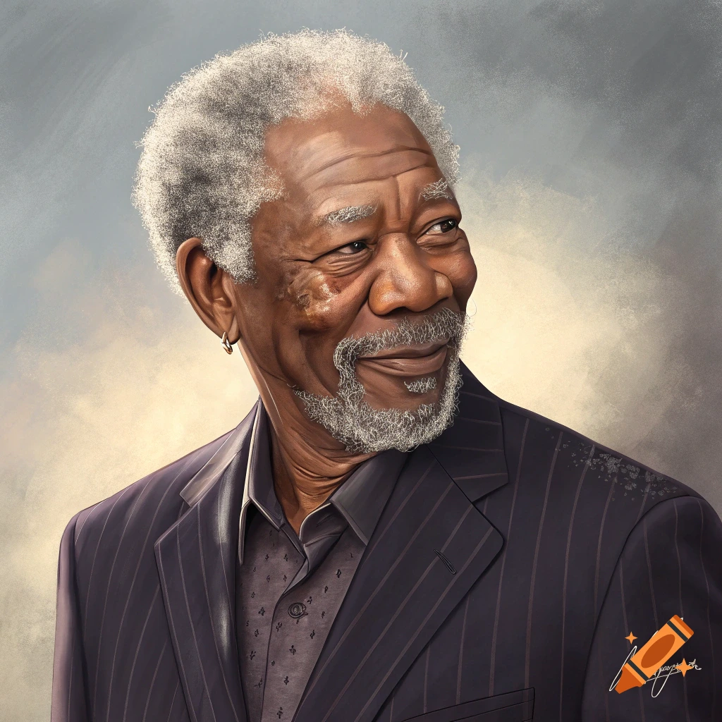 Portrait of actor Morgan Freeman in a pinstripe suit