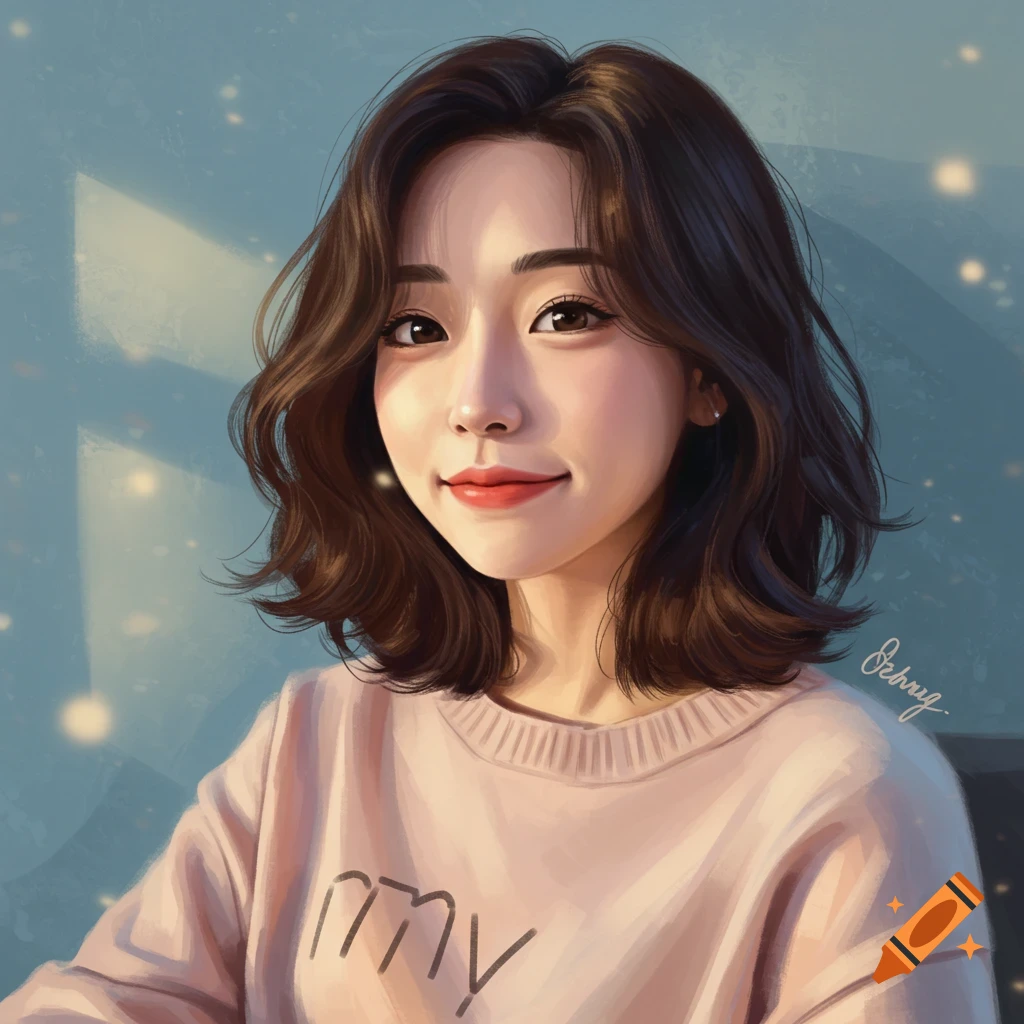 A young woman in a pink sweater is smiling.